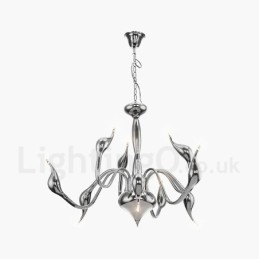 9 Light Chrome Gold Modern Contemporary Electroplated Metal Chandelier