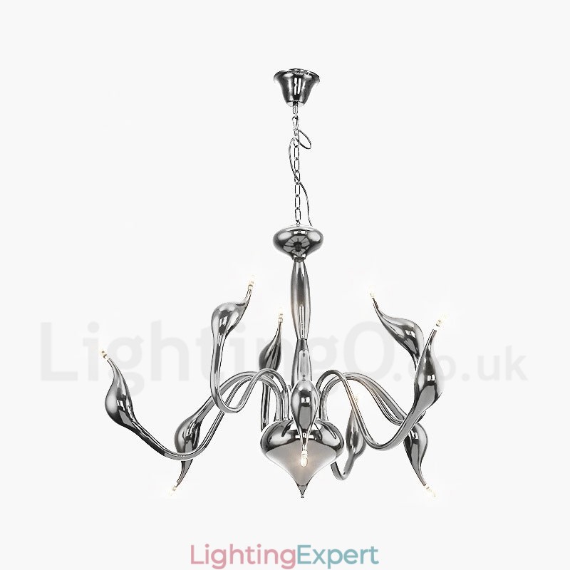 9 Light Chrome Gold Modern Contemporary Electroplated Metal Chandelier