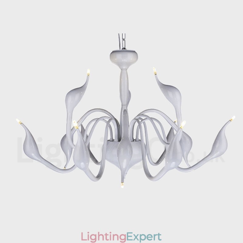 12 Light Modern Swan White Metal Chandelier Pendant Light