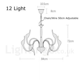 12 Light Modern Swan Black Metal Chandelier Pendant Light