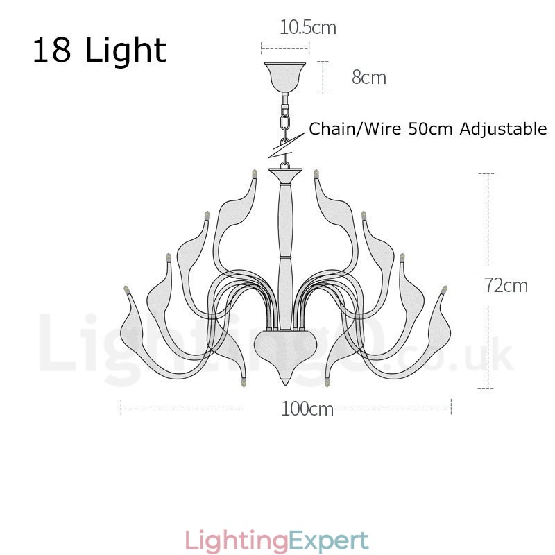18 Lights Stainless Post Modern Swan Chandelier Light G4 Chrome Finished