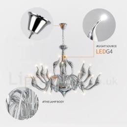 18 Lights Stainless Post Modern Swan Chandelier Light G4 Chrome Finished