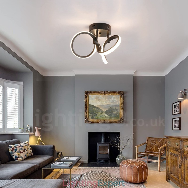 Triac Switch Dimmable Black Modern Contemporary Nordic Style Flush Mount Round Ceiling Light