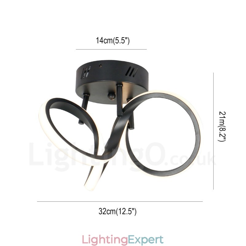 Triac Switch Dimmable Black Modern Contemporary Nordic Style Flush Mount Round Ceiling Light