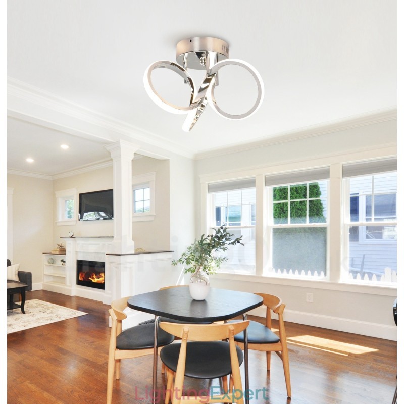 Triac Switch Dimmable Chrome Modern Contemporary Nordic Style Flush Mount Round Ceiling Light