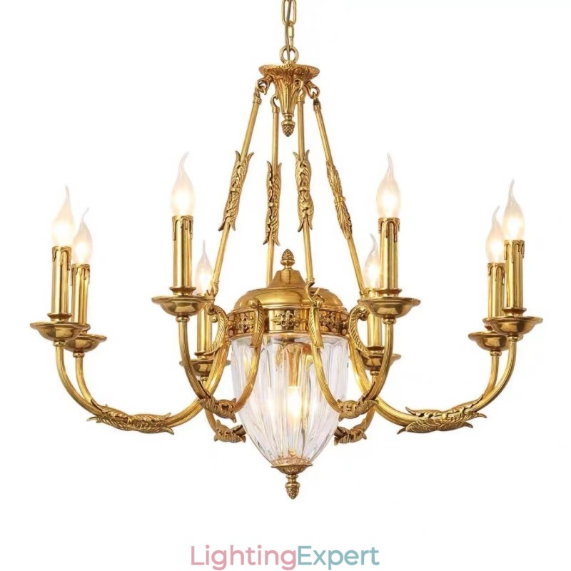 Luxury French All Copper Crystal Chandelier Lamp Dining luminaire Chandelier