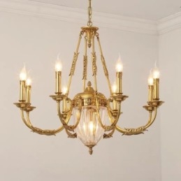 Luxury French All Copper Crystal Chandelier Lamp Dining luminaire Chandelier