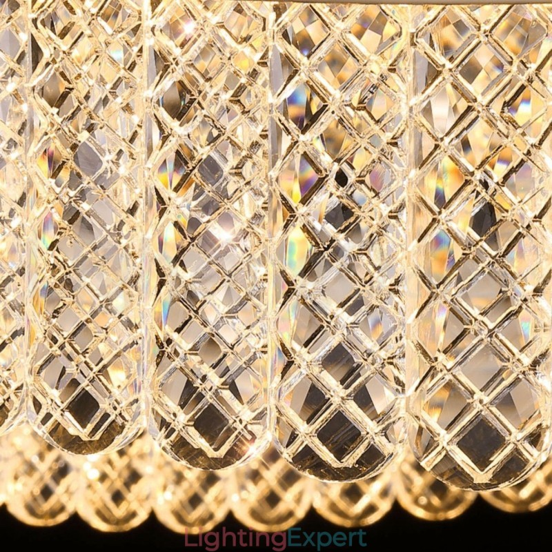 Square Crystal Pendant Light 1 2 Rings K9 Crystal Indoor Ceiling Luminaire