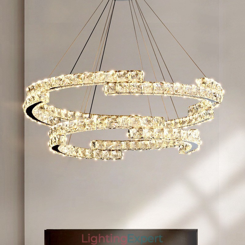 Round Crystal Pendant Light Luxury K9 Crystal Indoor Ceiling Luminaire