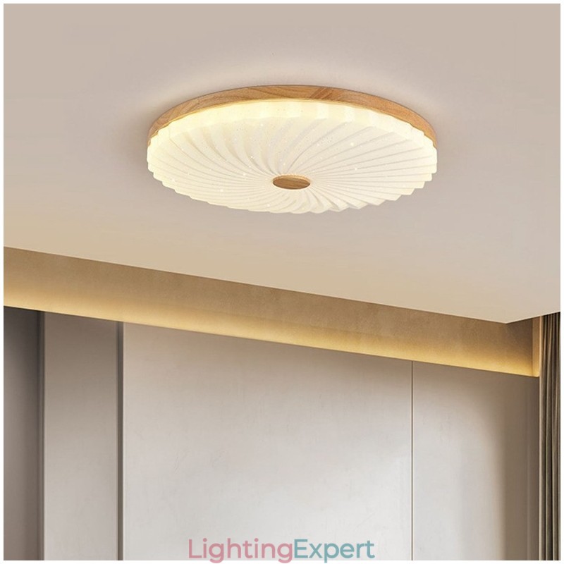Nordic Round Simple Modern Solid Wood Flush Mounted Ceiling Light