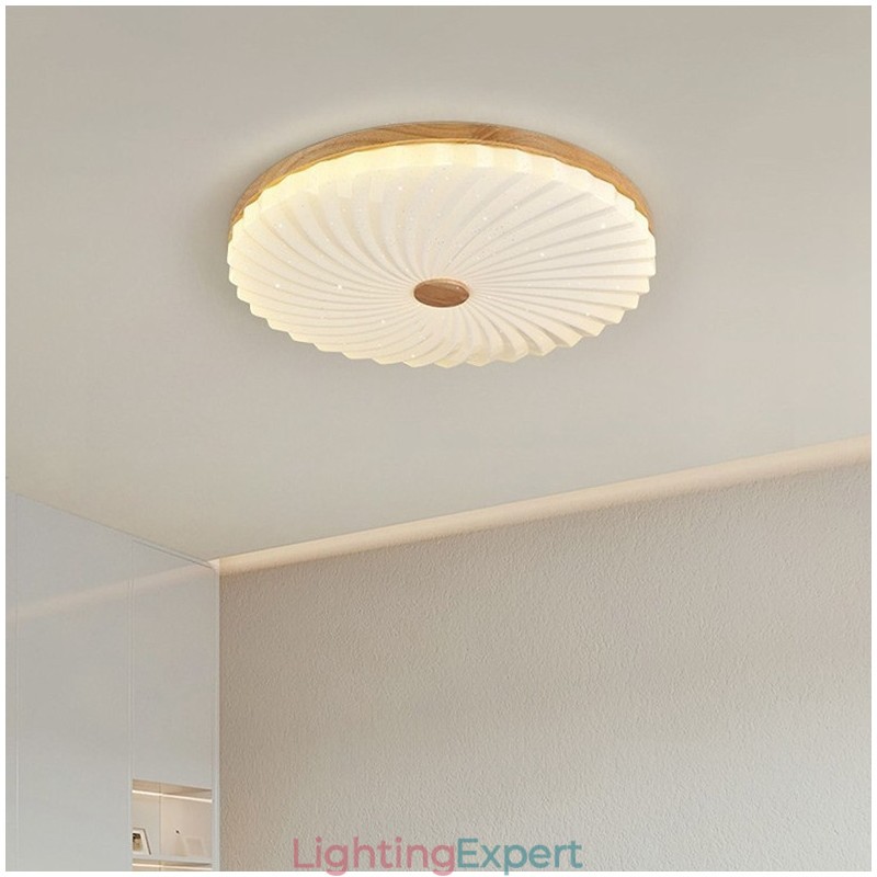 Nordic Round Simple Modern Solid Wood Flush Mounted Ceiling Light