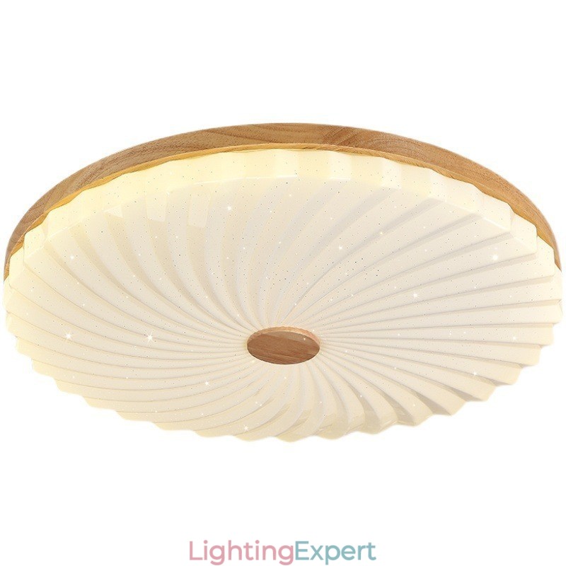 Nordic Round Simple Modern Solid Wood Flush Mounted Ceiling Light