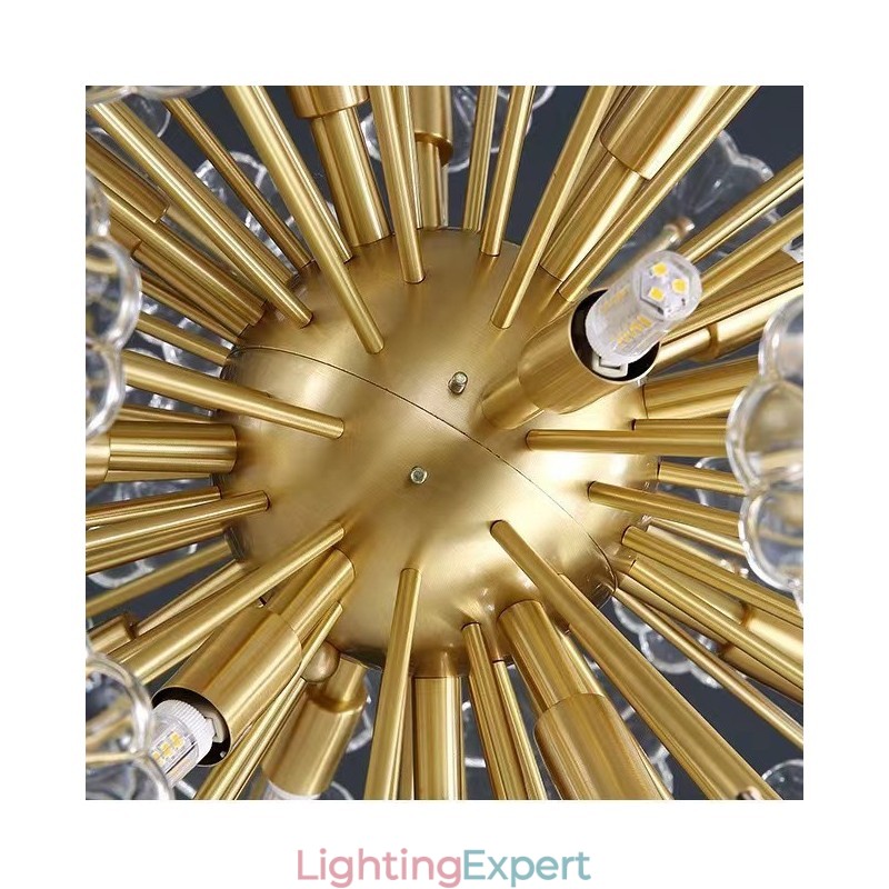 Nordic Spherical Brass Dandelion Crystal Pendant Light