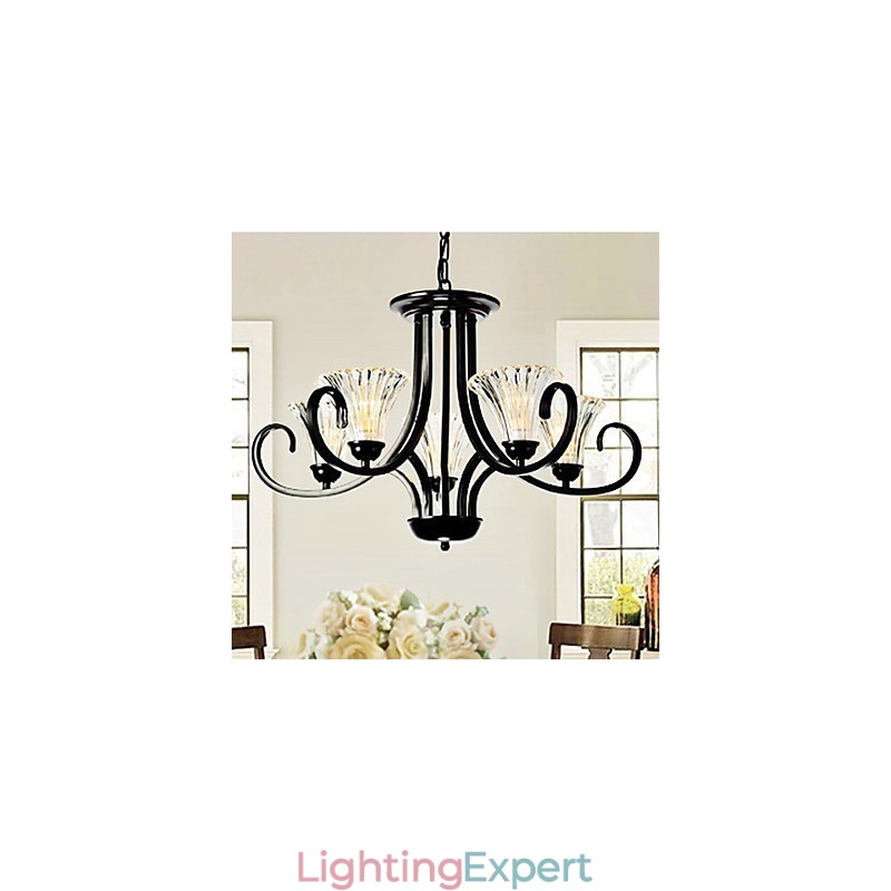 European Style Vintage 5 Light Chandelier With Horned Arm