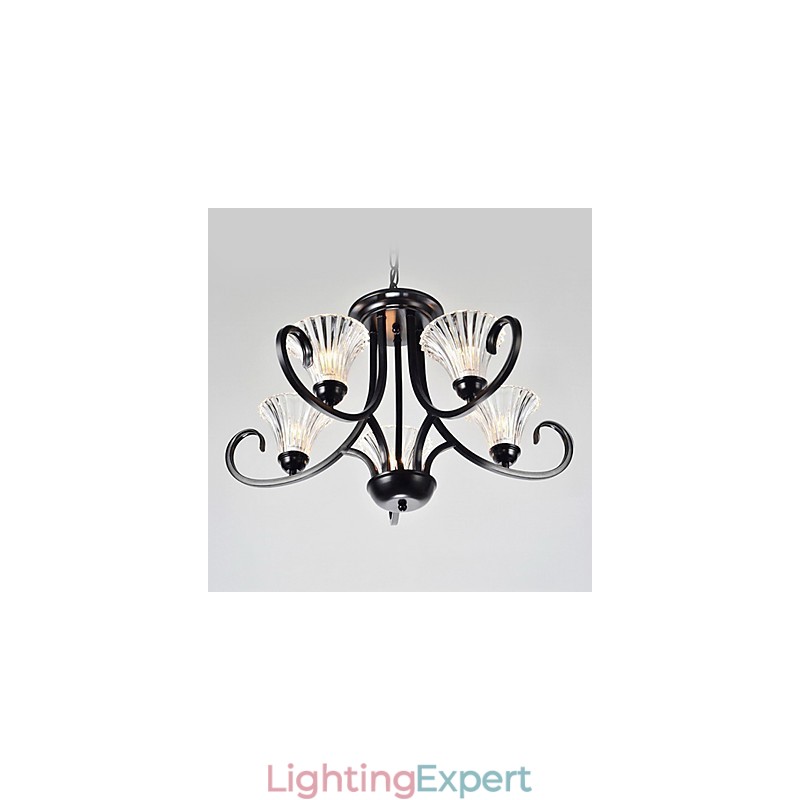 European Style Vintage 5 Light Chandelier With Horned Arm