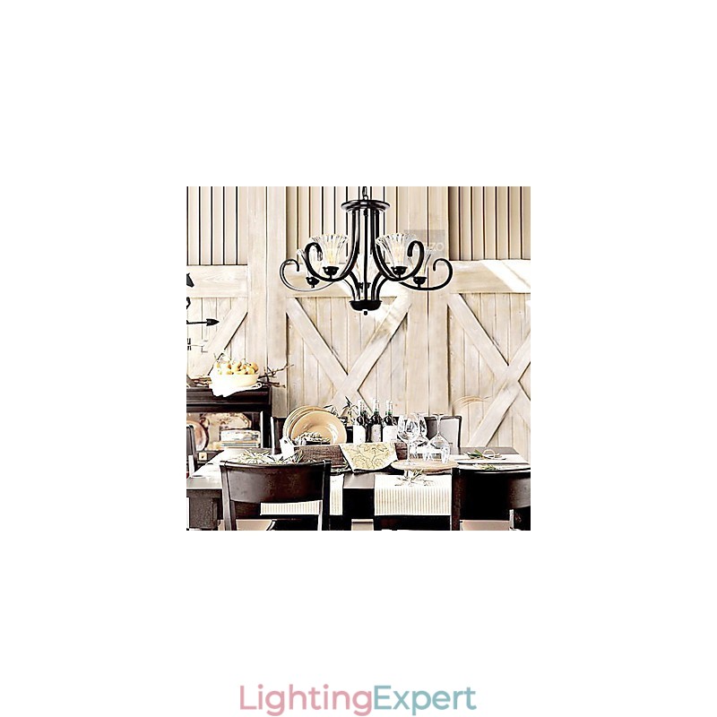 European Style Vintage 5 Light Chandelier With Horned Arm