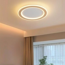 Round Wood Modern Flush Mount Ceiling Light Indoor Lighting Fixture