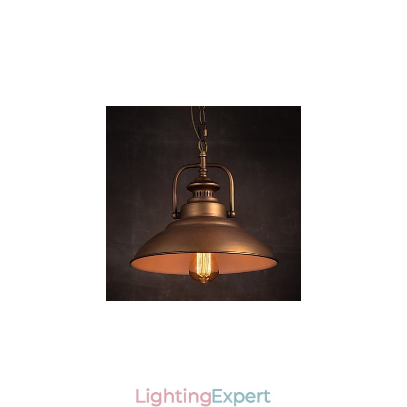 Retro Pendant Light with Metal Umbrella Shade in Old Factory Style