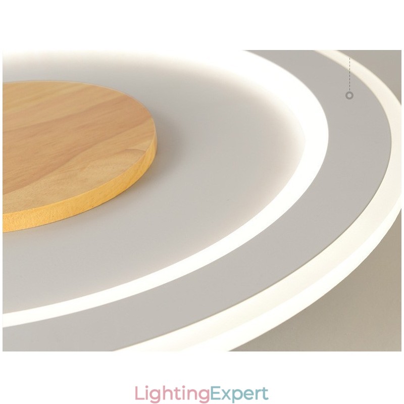 Round Wood Modern Flush Mount Ceiling Light Indoor Lighting Fixture