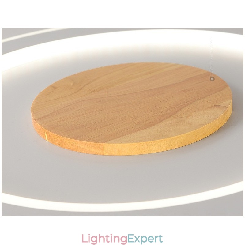 Round Wood Modern Flush Mount Ceiling Light Indoor Lighting Fixture