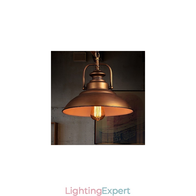 Retro Pendant Light with Metal Umbrella Shade in Old Factory Style