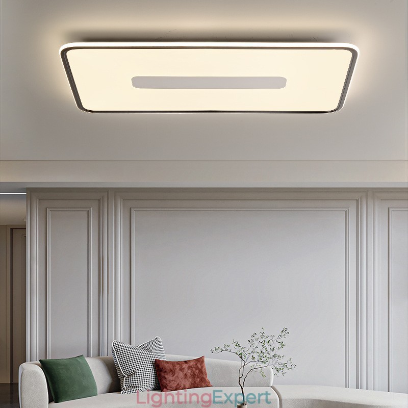Modern Large Size Dimmable Rectangle Flush Mount Ceiling Light Full Spectrum Eye Protection