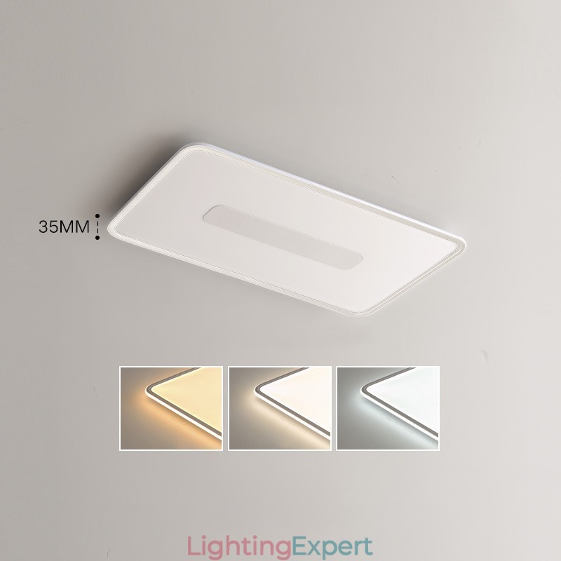 Modern Large Size Dimmable Rectangle Flush Mount Ceiling Light Full Spectrum Eye Protection