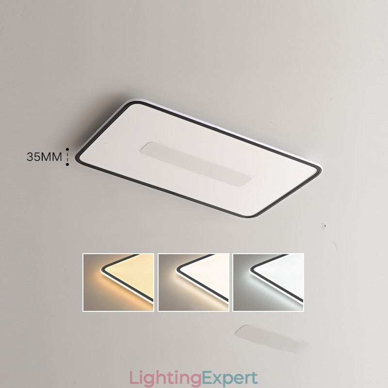 Modern Large Size Dimmable Rectangle Flush Mount Ceiling Light Full Spectrum Eye Protection