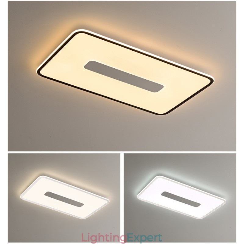 Modern Large Size Dimmable Rectangle Flush Mount Ceiling Light Full Spectrum Eye Protection