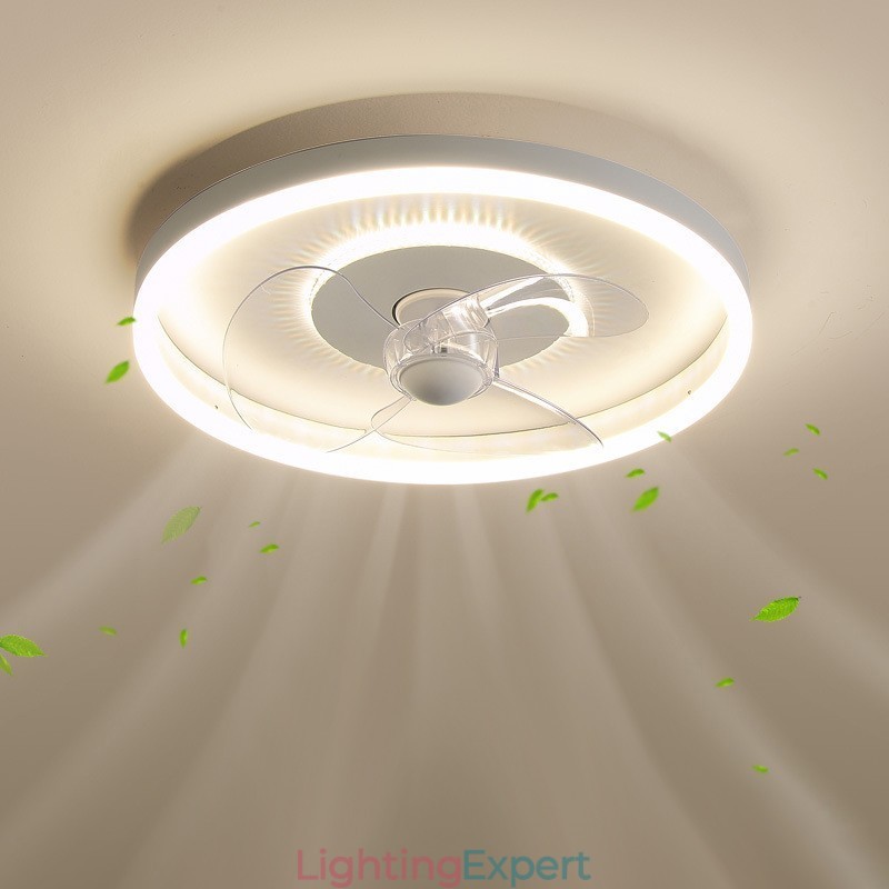 Modern Round Ultra thin Silent Invisible Full Spectrum Eye Protection Dimmable Flush Mounted Fan Light