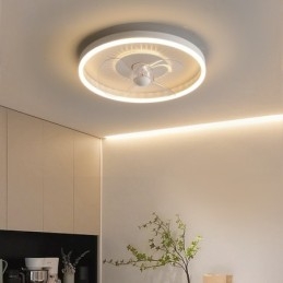 Modern Round Ultra thin Silent Invisible Full Spectrum Eye Protection Dimmable Flush Mounted Fan Light