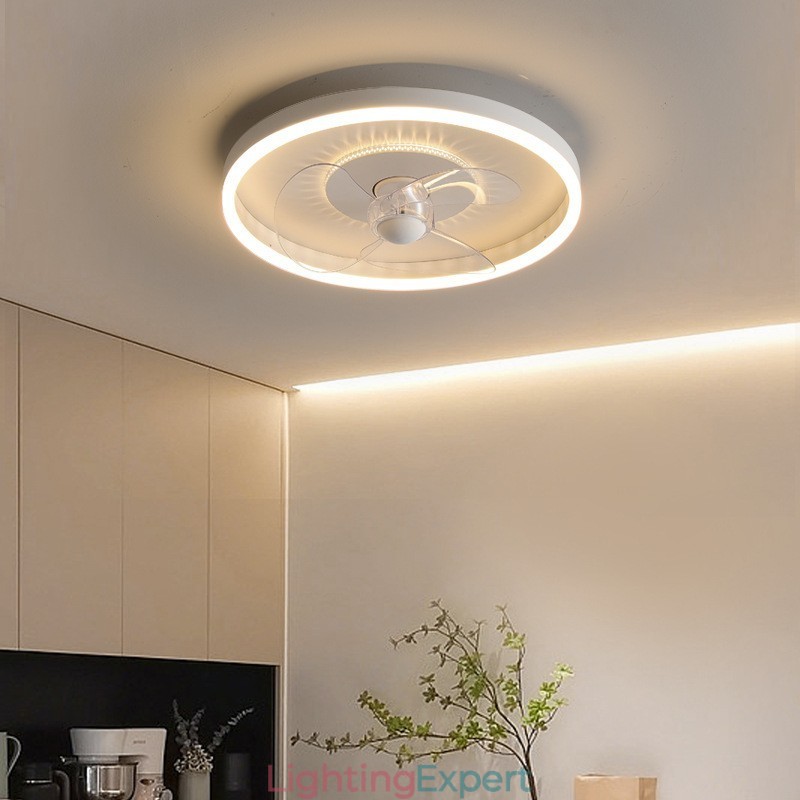 Modern Round Ultra thin Silent Invisible Full Spectrum Eye Protection Dimmable Flush Mounted Fan Light
