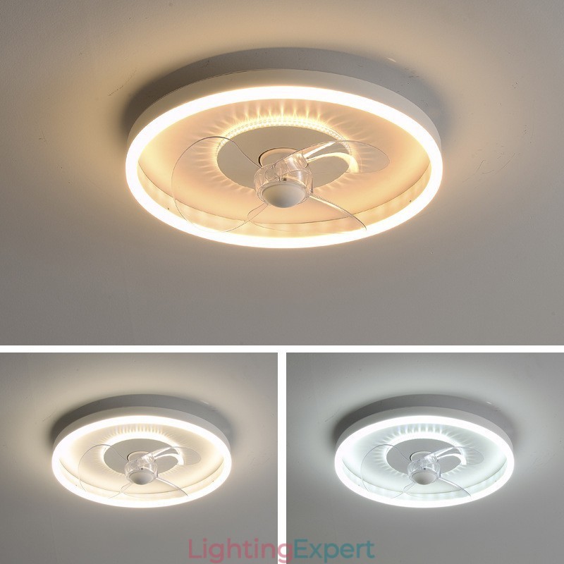 Modern Round Ultra thin Silent Invisible Full Spectrum Eye Protection Dimmable Flush Mounted Fan Light