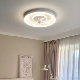 Modern Round Ultra thin Silent Invisible Full Spectrum Eye Protection Dimmable Flush Mounted Fan Light