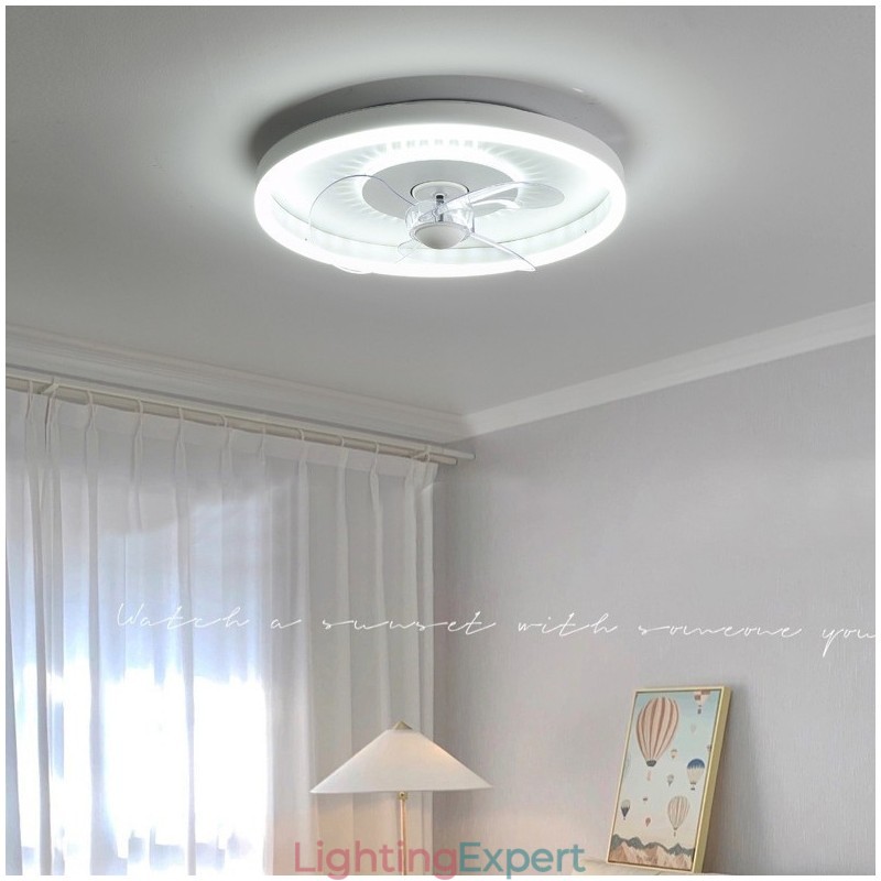 Modern Round Ultra thin Silent Invisible Full Spectrum Eye Protection Dimmable Flush Mounted Fan Light