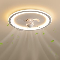 Nordic Round Ultra thin Silent Invisible Dimmable Flush Mounted Fan Light Full Spectrum Eye Protection