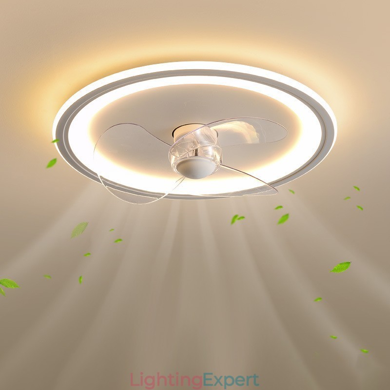 Nordic Round Ultra thin Silent Invisible Dimmable Flush Mounted Fan Light Full Spectrum Eye Protection
