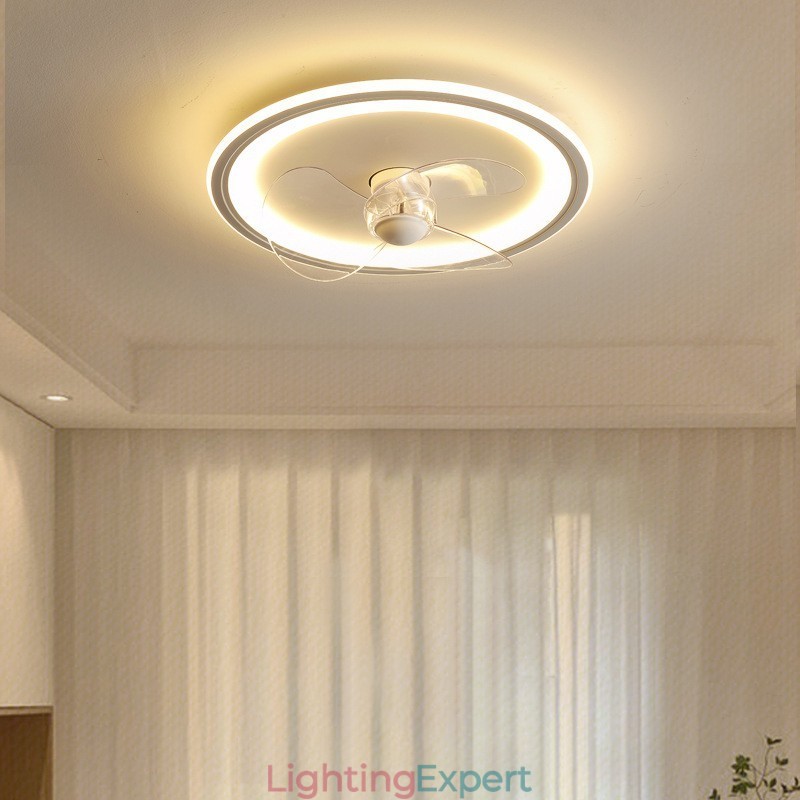 Nordic Round Ultra thin Silent Invisible Dimmable Flush Mounted Fan Light Full Spectrum Eye Protection