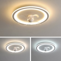 Nordic Round Ultra thin Silent Invisible Dimmable Flush Mounted Fan Light Full Spectrum Eye Protection