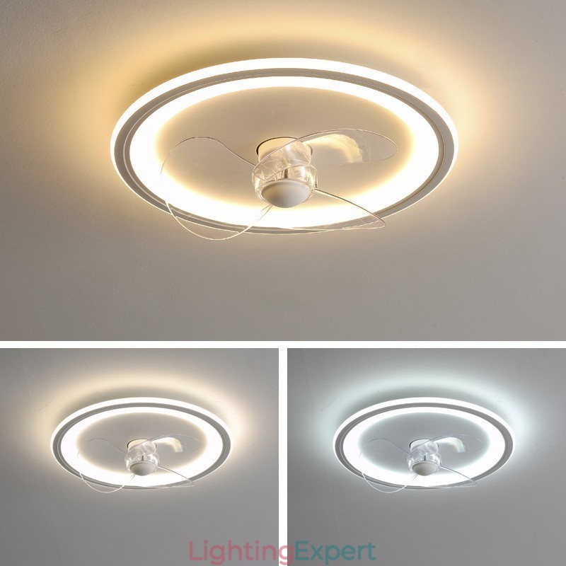 Nordic Round Ultra thin Silent Invisible Dimmable Flush Mounted Fan Light Full Spectrum Eye Protection