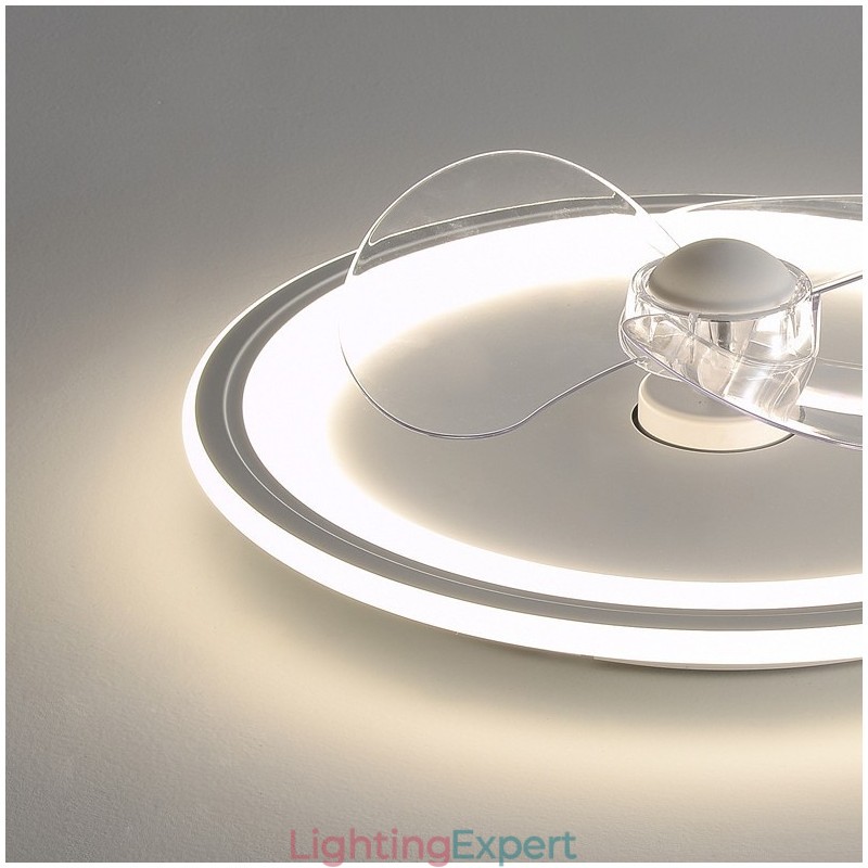 Nordic Round Ultra thin Silent Invisible Dimmable Flush Mounted Fan Light Full Spectrum Eye Protection