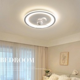 Nordic Round Ultra thin Silent Invisible Dimmable Flush Mounted Fan Light Full Spectrum Eye Protection
