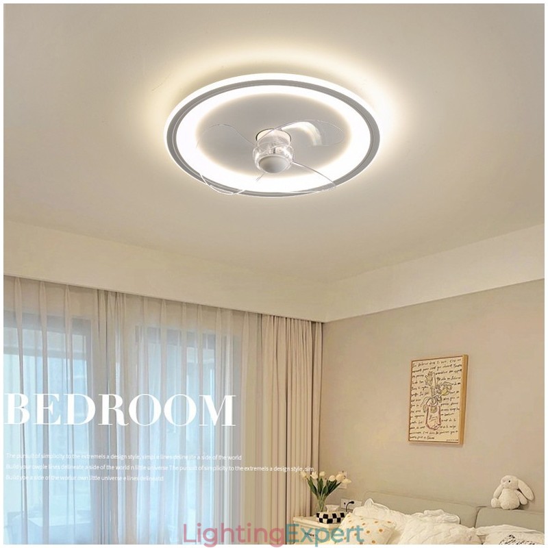 Nordic Round Ultra thin Silent Invisible Dimmable Flush Mounted Fan Light Full Spectrum Eye Protection