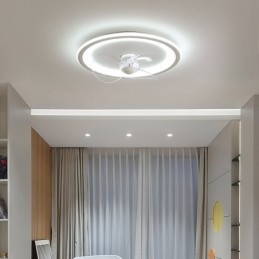Nordic Round Ultra thin Silent Invisible Dimmable Flush Mounted Fan Light Full Spectrum Eye Protection
