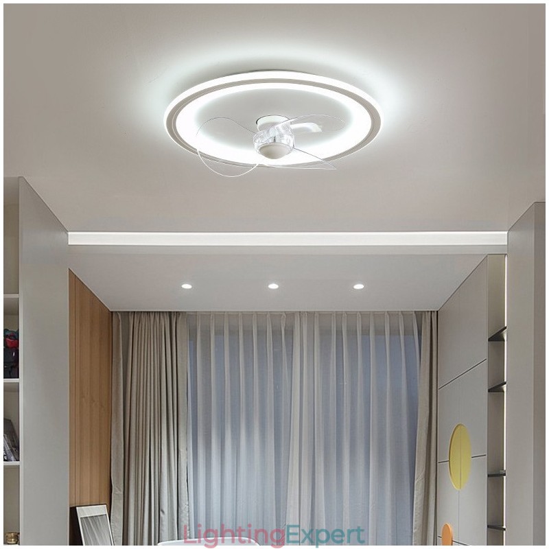 Nordic Round Ultra thin Silent Invisible Dimmable Flush Mounted Fan Light Full Spectrum Eye Protection