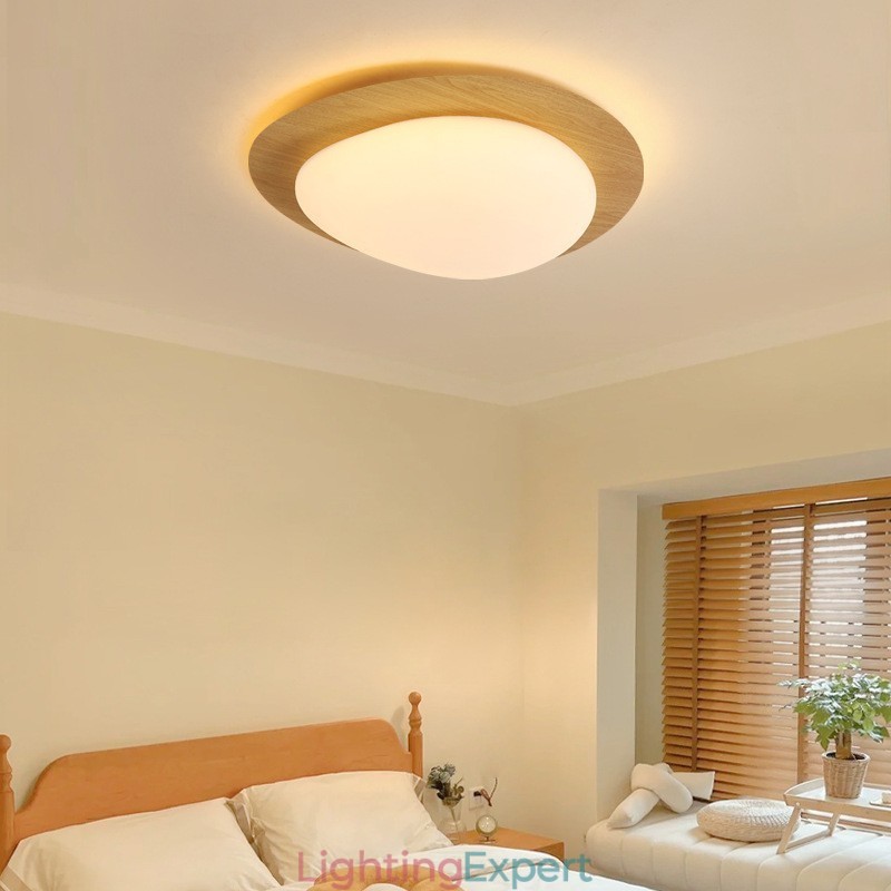 Dimmable Full Spectrum Eye Protection Nordic Log Grain Pebble Ceiling Light