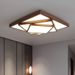 3 Tiers Square Black Walnut Wood Modern Contemporary Nordic Style Flush Mount Wood Ceiling Light Also Can Be Used As Wall Light