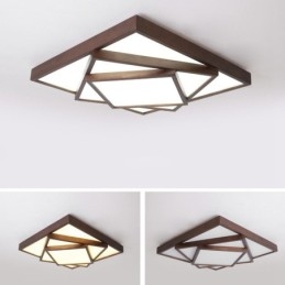 3 Tiers Square Black Walnut Wood Modern Contemporary Nordic Style Flush Mount Wood Ceiling Light Also Can Be Used As Wall Light