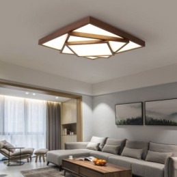 3 Tiers Square Black Walnut Wood Modern Contemporary Nordic Style Flush Mount Wood Ceiling Light Also Can Be Used As Wall Light