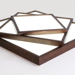 3 Tiers Square Black Walnut Wood Modern Contemporary Nordic Style Flush Mount Wood Ceiling Light Also Can Be Used As Wall Light